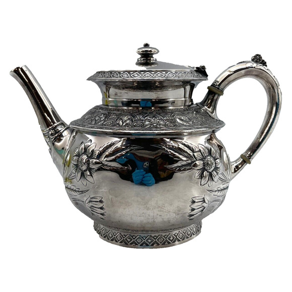 Middletown Plate Co. QuadruplePlate 1041 Hard White Metal #5 Teapot Kettle Vtg - Picture 1 of 12